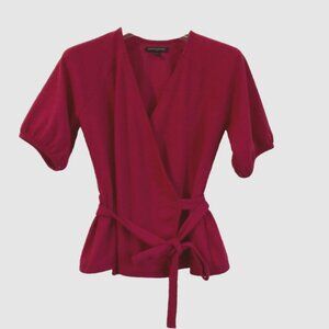 Banana Republic Pink Fuschia Wrap front Balloon short sleeve blouse Women's XS